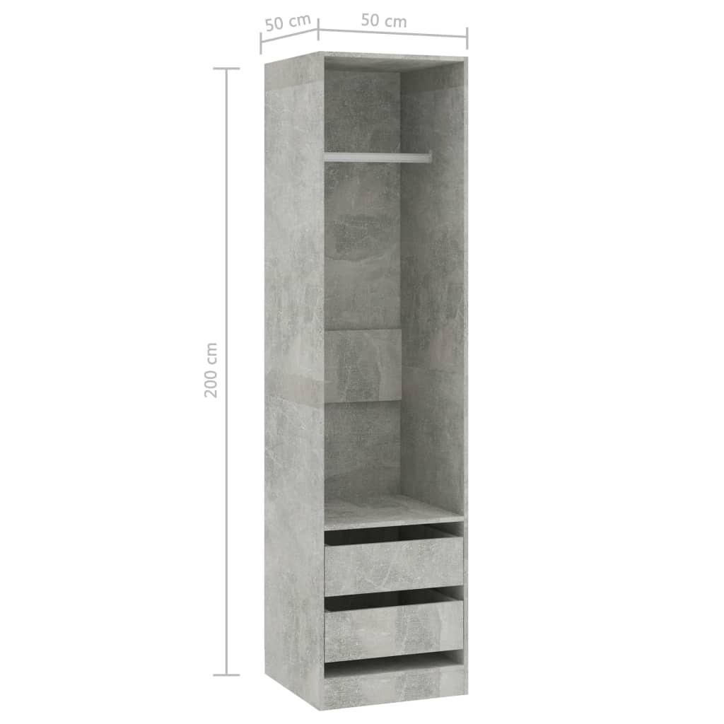 Șifonier cu sertare, gri beton, 50x50x200 cm, PAL - Lando