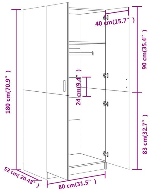 Загрузите изображение в средство просмотра галереи, Șifonier, gri beton, 80x52x180 cm, PAL - Lando
