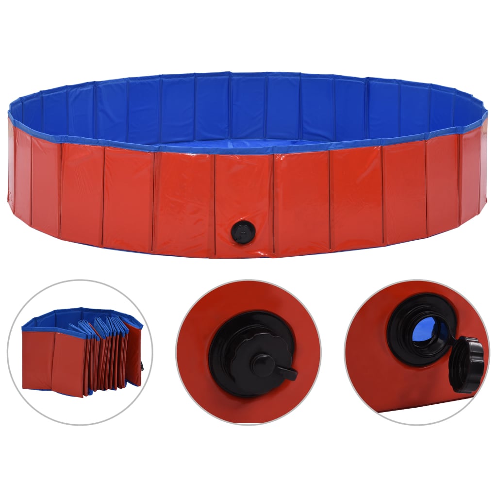 Piscină pentru câini pliabilă, roșu, 160 x 30 cm, PVC Lando - Lando