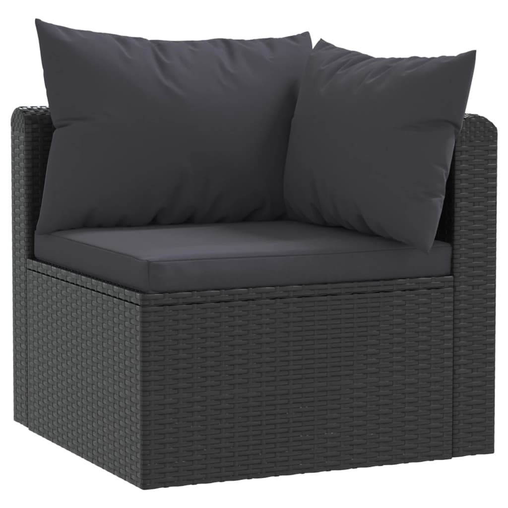 Set mobilier de grădină cu perne, 5 piese, negru, poliratan - Lando