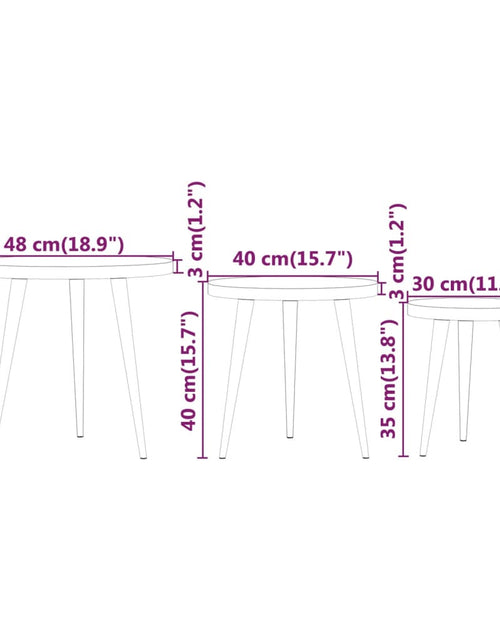 Încărcați imaginea în vizualizatorul Galerie, Set de 3 mese laterale, maro închis, MDF și fier Lando - Lando
