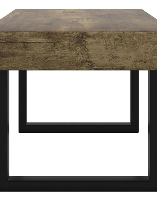 Загрузите изображение в средство просмотра галереи, Măsuță de cafea, maro închis &amp; negru, 90x45x40 cm, MDF și fier Lando - Lando
