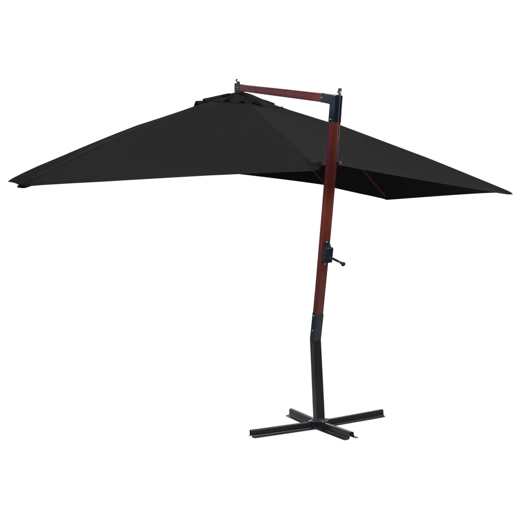 Umbrelă suspendată cu stâlp din lemn, negru, 400 x 300 cm Lando - Lando