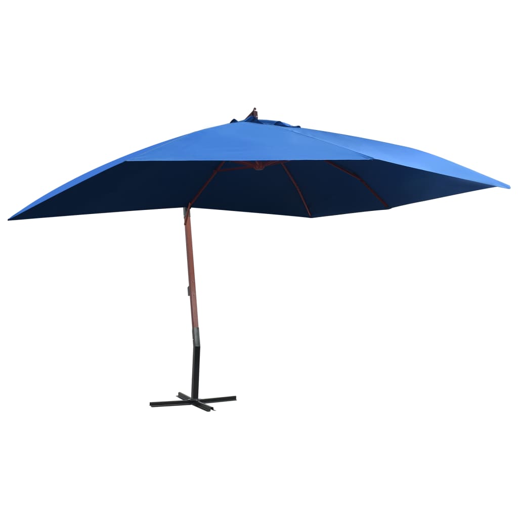 Umbrelă de soare suspendată, stâlp lemn, albastru, 400 x 300 cm Lando - Lando