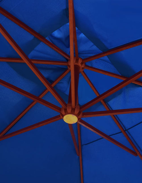 Încărcați imaginea în vizualizatorul Galerie, Umbrelă de soare suspendată, stâlp lemn, albastru, 400 x 300 cm Lando - Lando
