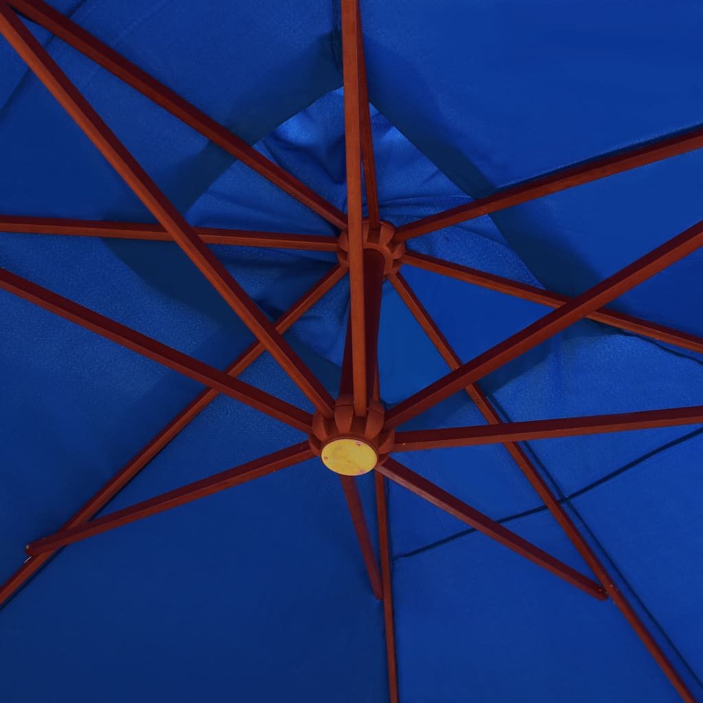 Umbrelă de soare suspendată, stâlp lemn, albastru, 400 x 300 cm Lando - Lando