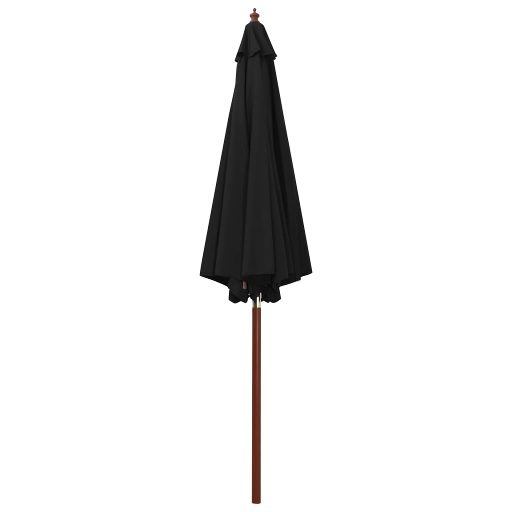 Umbrelă de soare cu stâlp din lemn, negru, 300 x 258 cm - Lando