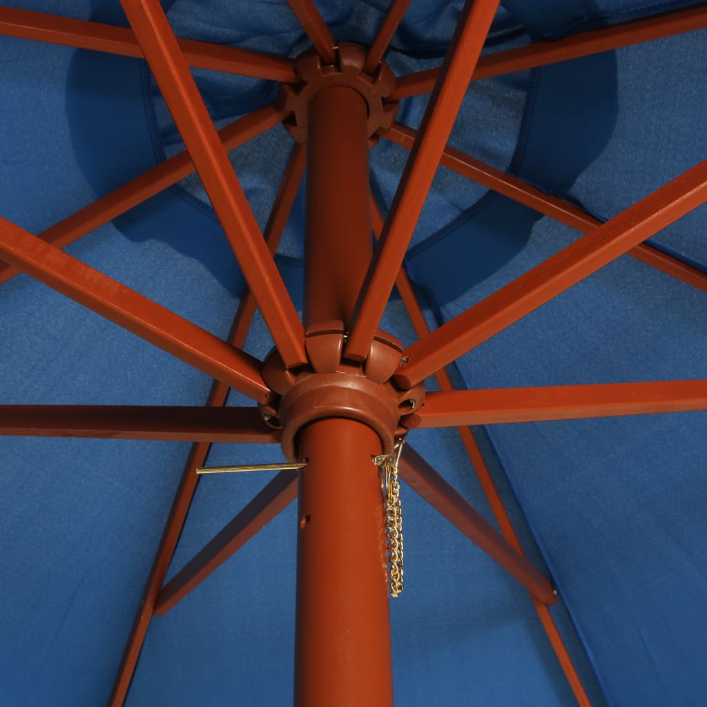 Umbrelă de soare cu stâlp din lemn, albastru, 300 x 258 cm Lando - Lando