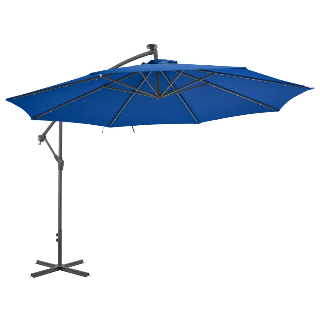 Umbrelă suspendată cu stâlp din aluminiu, albastru, 350 cm Lando - Lando