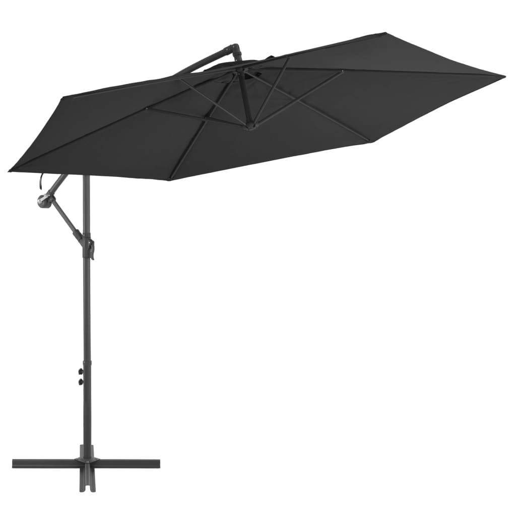 Umbrelă suspendată cu stâlp din aluminiu, negru, 300 cm Lando - Lando