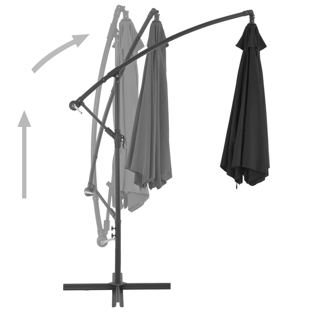 Umbrelă suspendată cu stâlp din aluminiu, negru, 300 cm Lando - Lando