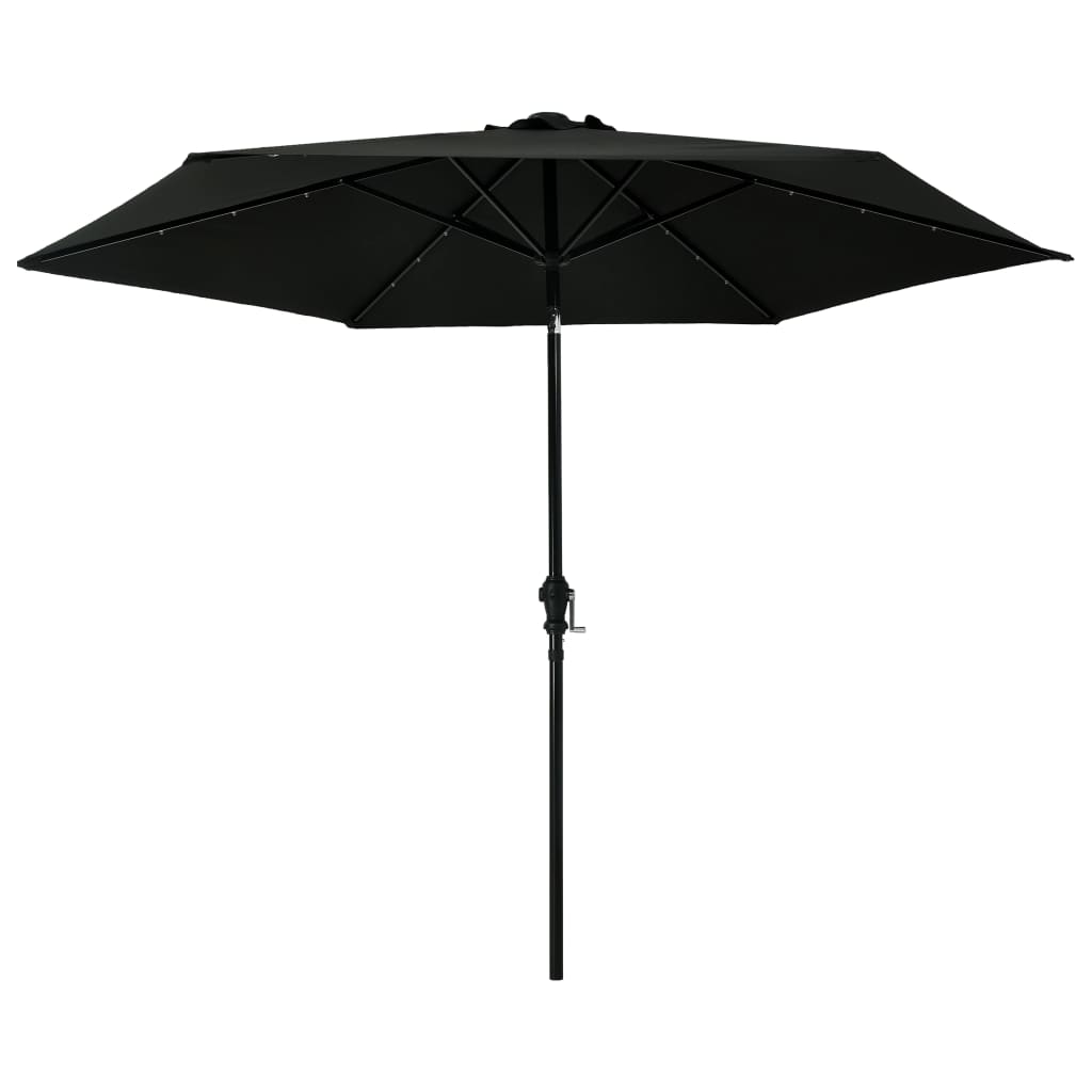 Umbrelă de soare exterior, LED-uri și stâlp oțel, negru, 300 cm Lando - Lando