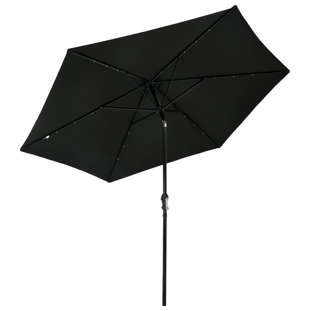 Umbrelă de soare exterior, LED-uri și stâlp oțel, negru, 300 cm Lando - Lando