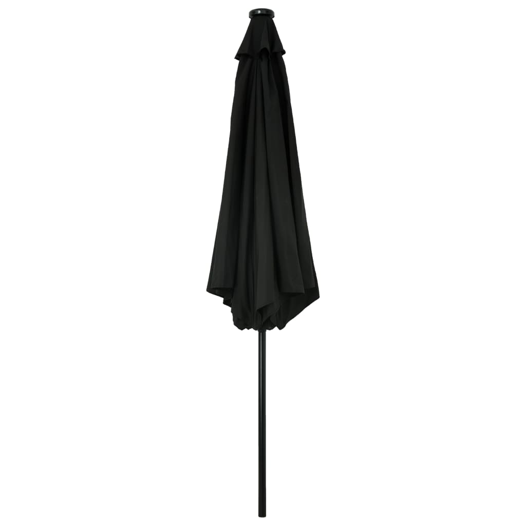 Umbrelă de soare exterior, LED-uri și stâlp oțel, negru, 300 cm Lando - Lando