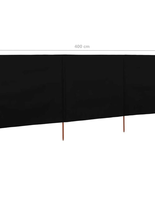 Încărcați imaginea în vizualizatorul Galerie, Paravan anti-vânt cu 3 panouri, negru, 400x80 cm, textil Lando - Lando
