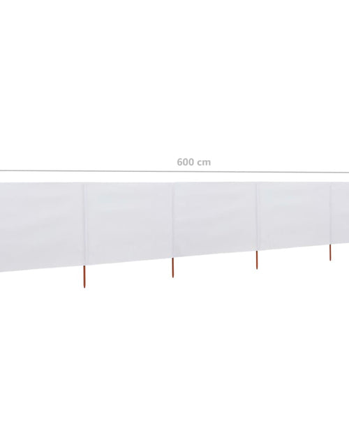 Încărcați imaginea în vizualizatorul Galerie, Paravan anti-vânt cu 5 panouri, alb nisipiu, 600x80 cm, textil Lando - Lando
