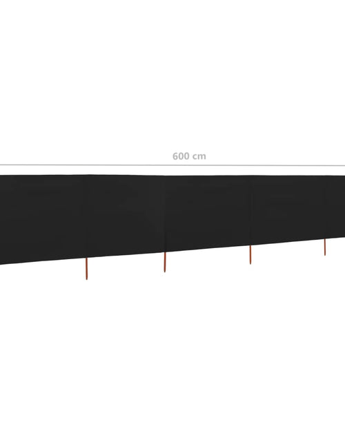 Încărcați imaginea în vizualizatorul Galerie, Paravan anti-vânt cu 5 panouri, negru, 600 x 80 cm, textil Lando - Lando
