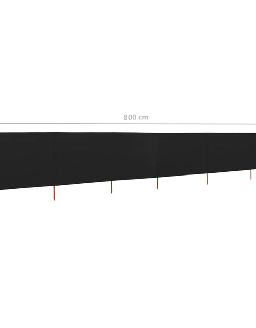 Încărcați imaginea în vizualizatorul Galerie, Paravan anti-vânt cu 6 panouri, negru, 800 x 120 cm, textil Lando - Lando
