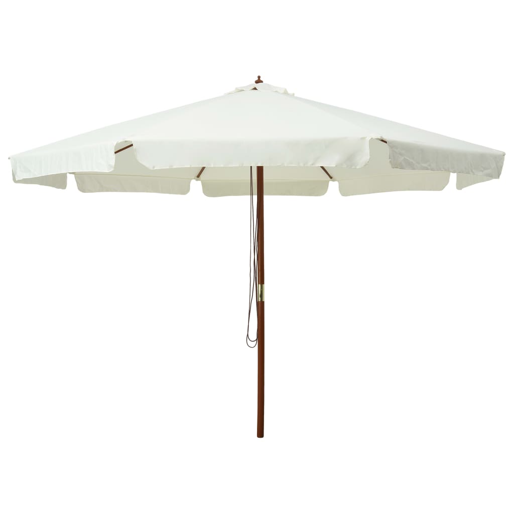 Umbrelă soare de exterior, stâlp din lemn, alb nisipiu, 330 cm Lando - Lando