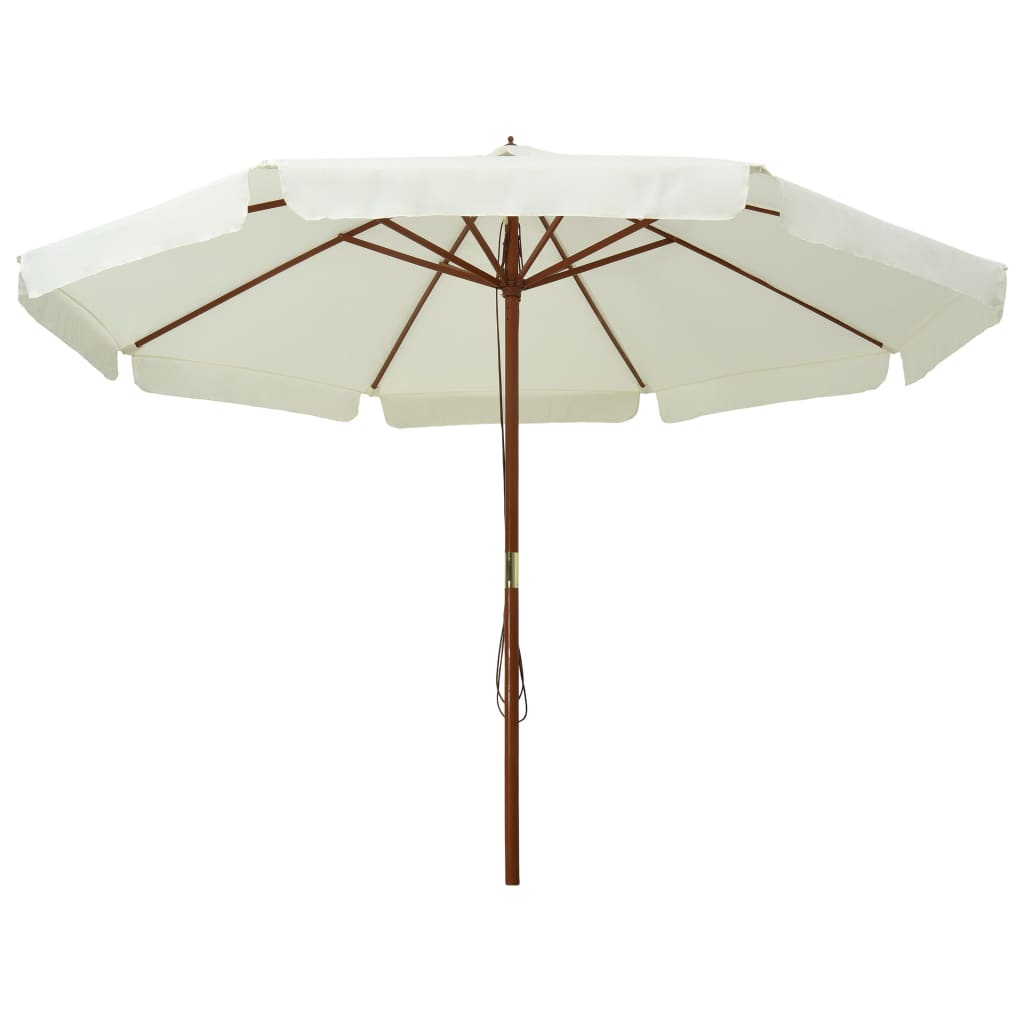 Umbrelă soare de exterior, stâlp din lemn, alb nisipiu, 330 cm Lando - Lando