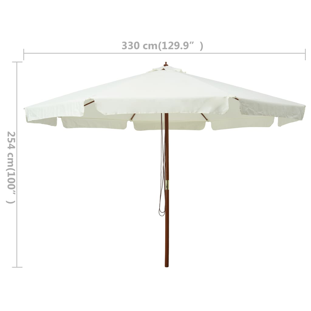 Umbrelă soare de exterior, stâlp din lemn, alb nisipiu, 330 cm Lando - Lando