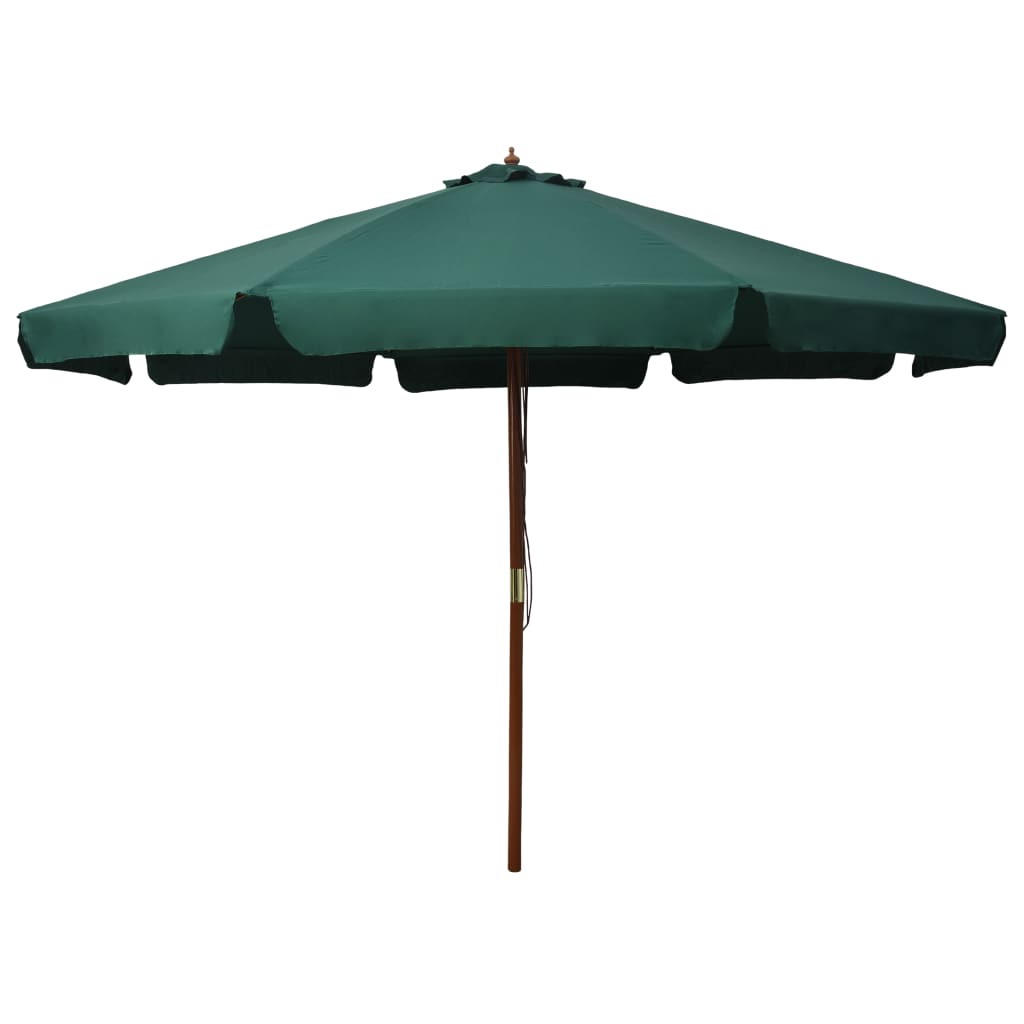 Umbrelă de soare de exterior, stâlp din lemn, verde, 330 cm Lando - Lando