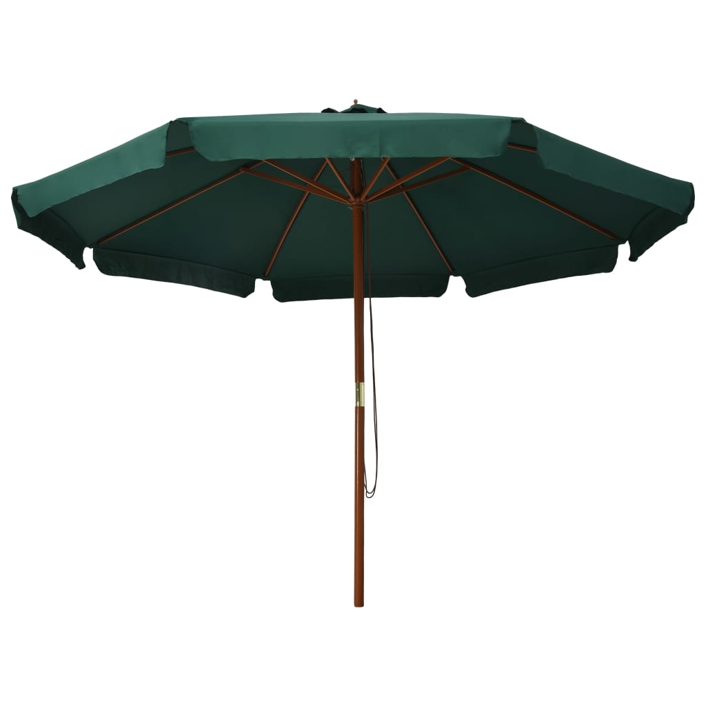 Umbrelă de soare de exterior, stâlp din lemn, verde, 330 cm Lando - Lando