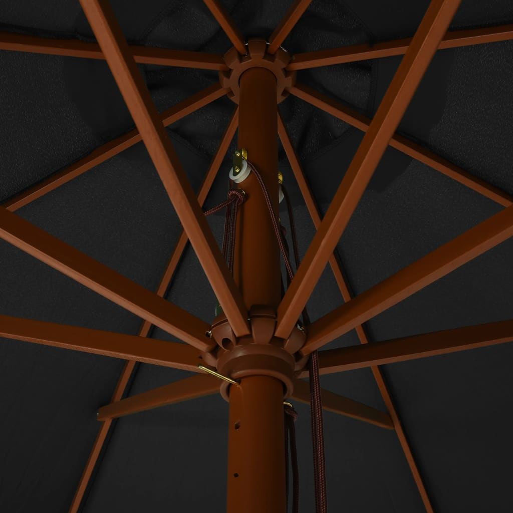Umbrelă de soare de exterior, stâlp din lemn, antracit, 330 cm Lando - Lando