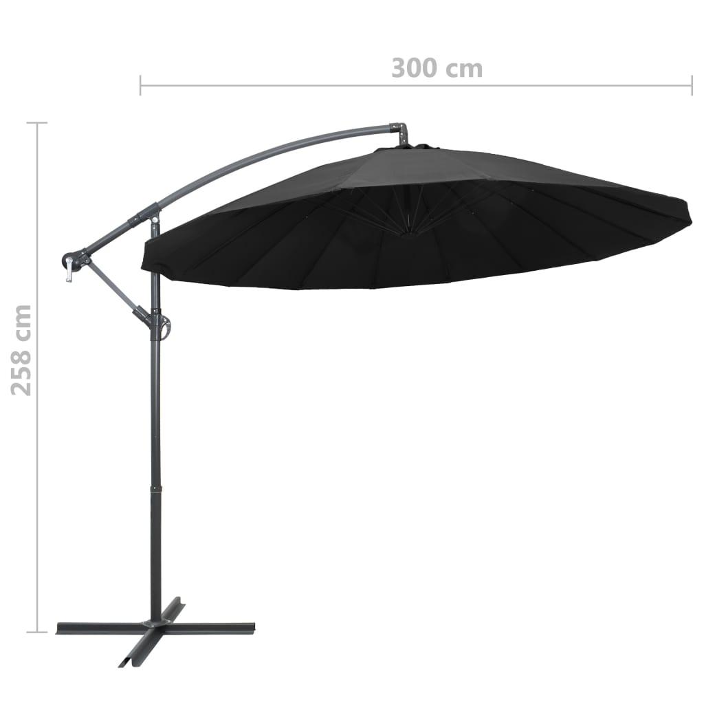 Umbrelă de soare suspendată, antracit, 3 m, stâlp de aluminiu Lando - Lando