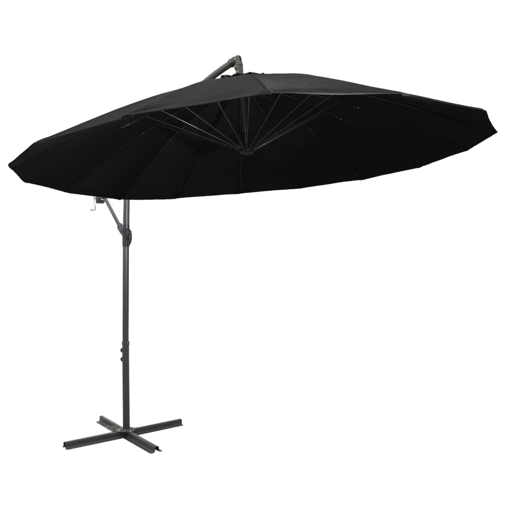 Umbrelă de soare suspendată, negru, 3 m, stâlp de aluminiu Lando - Lando