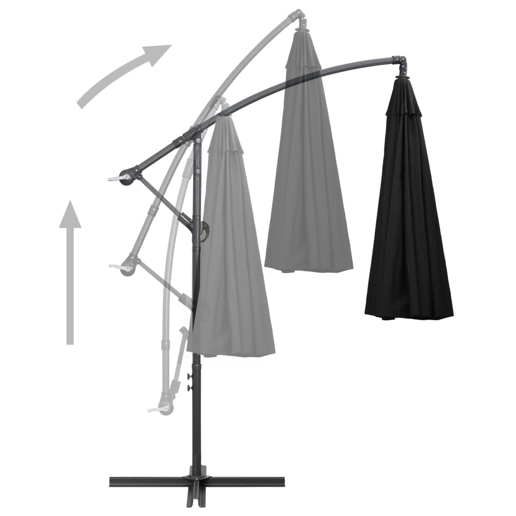 Umbrelă de soare suspendată, negru, 3 m, stâlp de aluminiu Lando - Lando