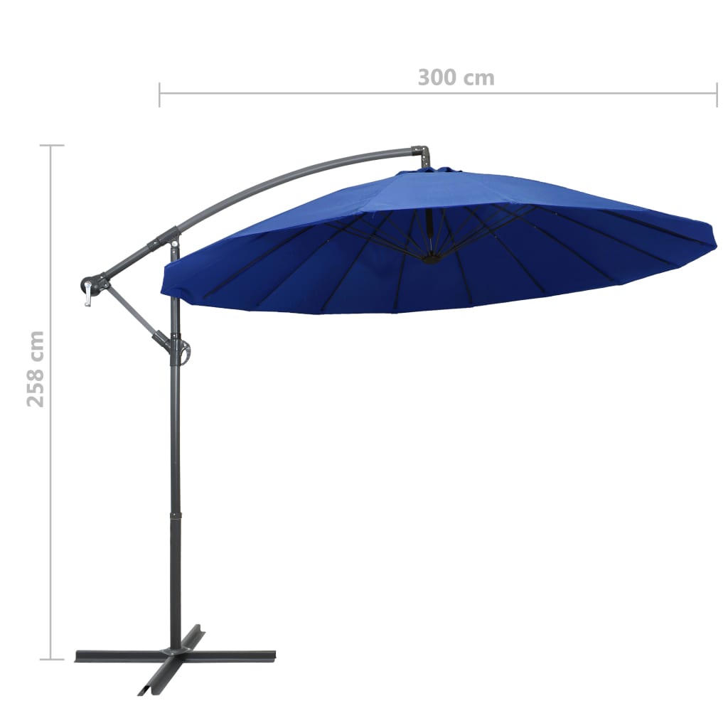 Umbrelă de soare suspendată, albastru, 3 m, stâlp de aluminiu - Lando