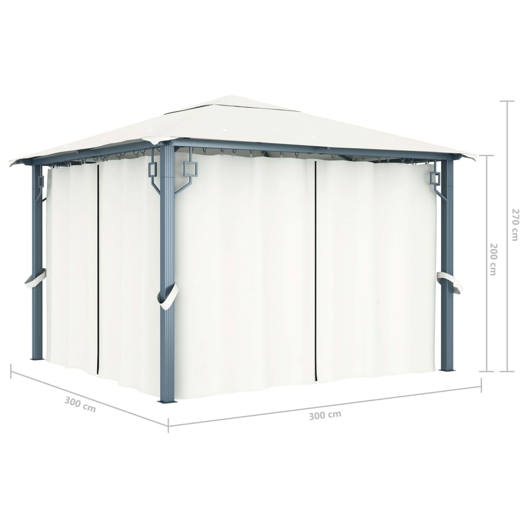 Pavilion cu perdele, crem, 300 x 300 cm, aluminiu Lando - Lando