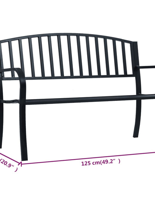 Загрузите изображение в средство просмотра галереи, Bancă de grădină, negru, 125 cm, oțel - Lando
