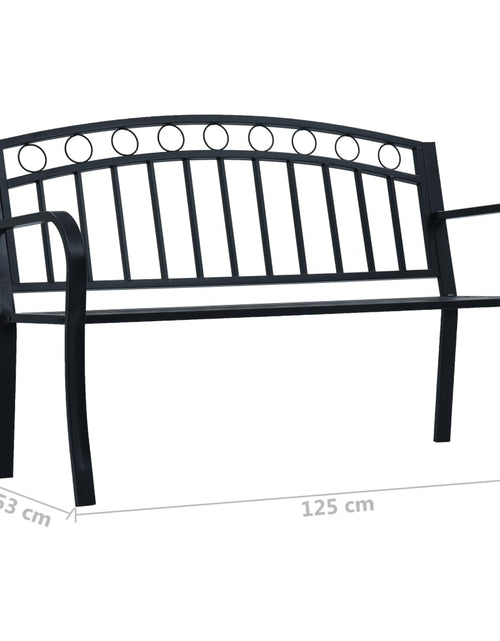 Загрузите изображение в средство просмотра галереи, Bancă de grădină, negru, 125 cm, oțel - Lando
