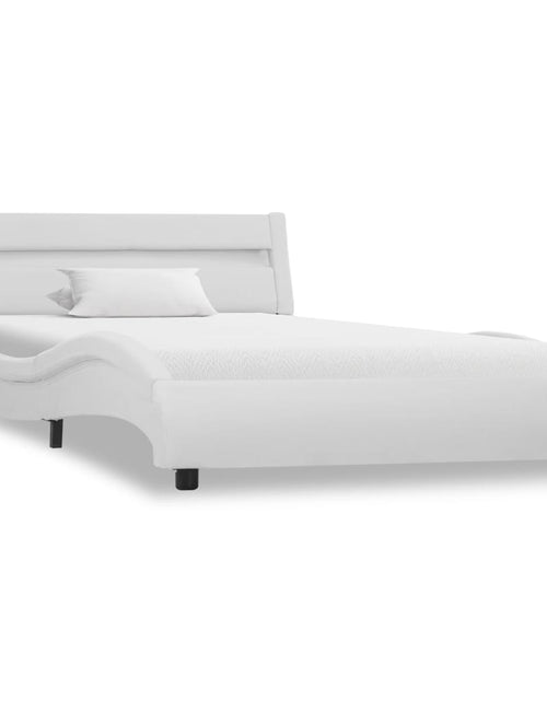 Загрузите изображение в средство просмотра галереи, Cadru de pat cu LED, alb, 90 x 200 cm, piele ecologică - Lando
