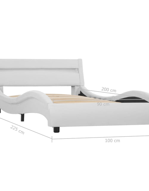 Încărcați imaginea în vizualizatorul Galerie, Cadru de pat cu LED, alb, 90 x 200 cm, piele ecologică - Lando
