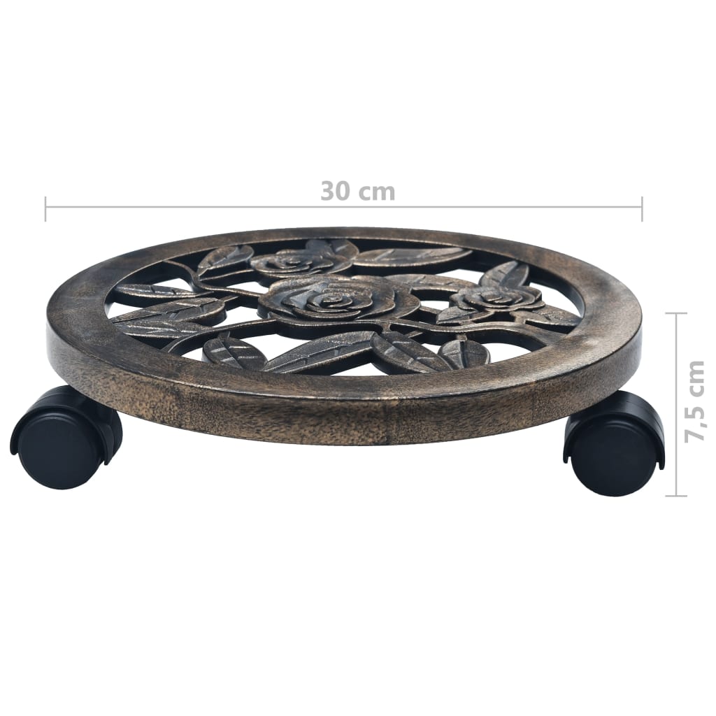 Suporturi de plante cu role, 6 buc., bronz, 30 cm, plastic Lando - Lando