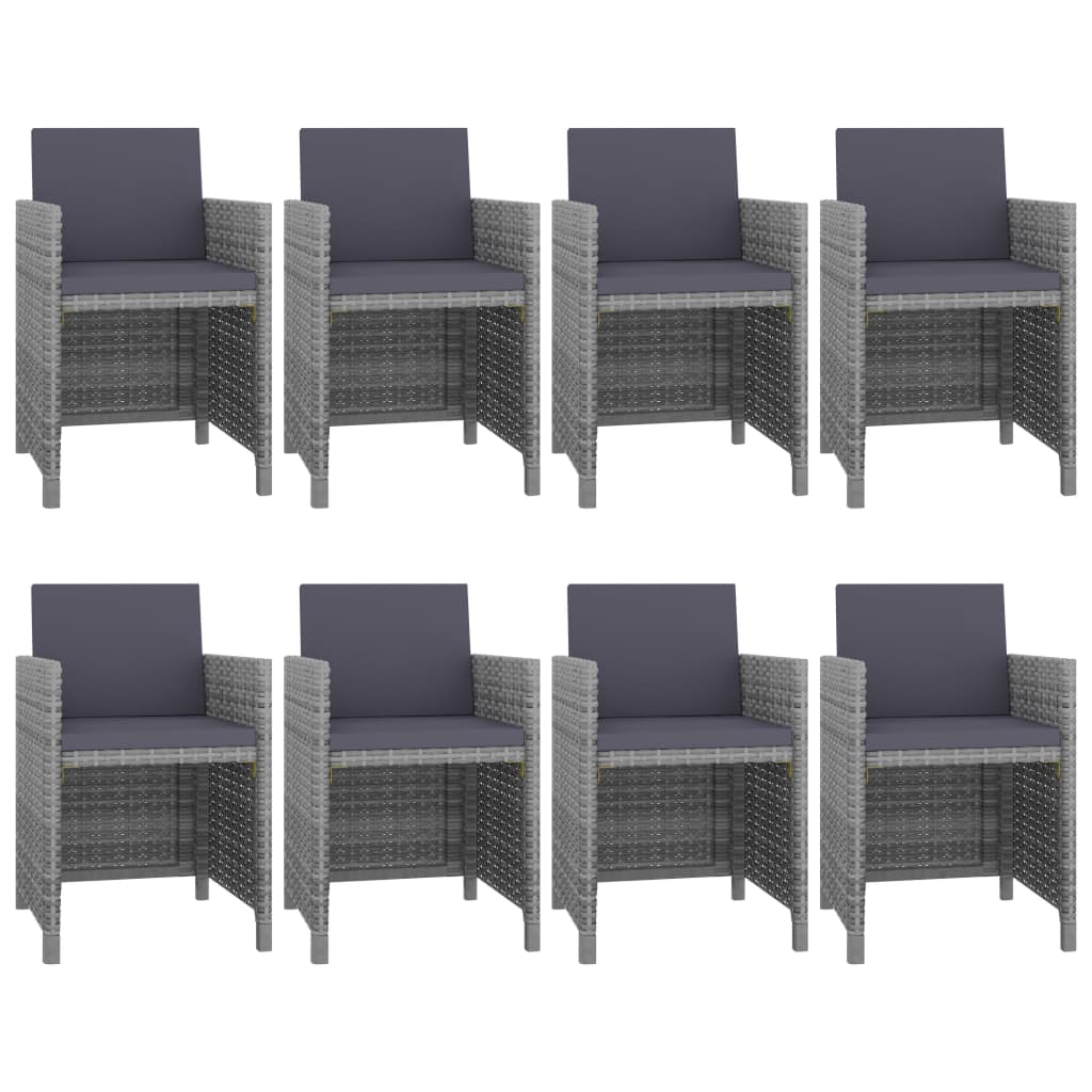 Set mobilier de exterior cu perne, 9 piese, antracit, poliratan - Lando