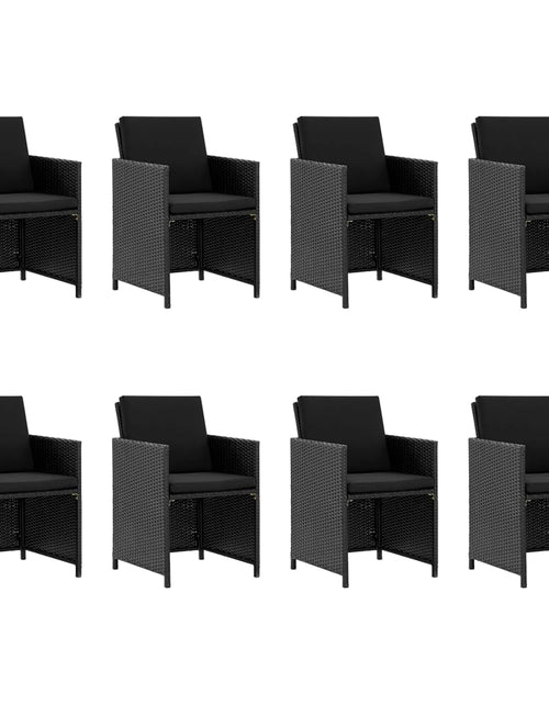 Încărcați imaginea în vizualizatorul Galerie, Set mobilier de exterior cu perne, 9 piese, negru, poliratan - Lando
