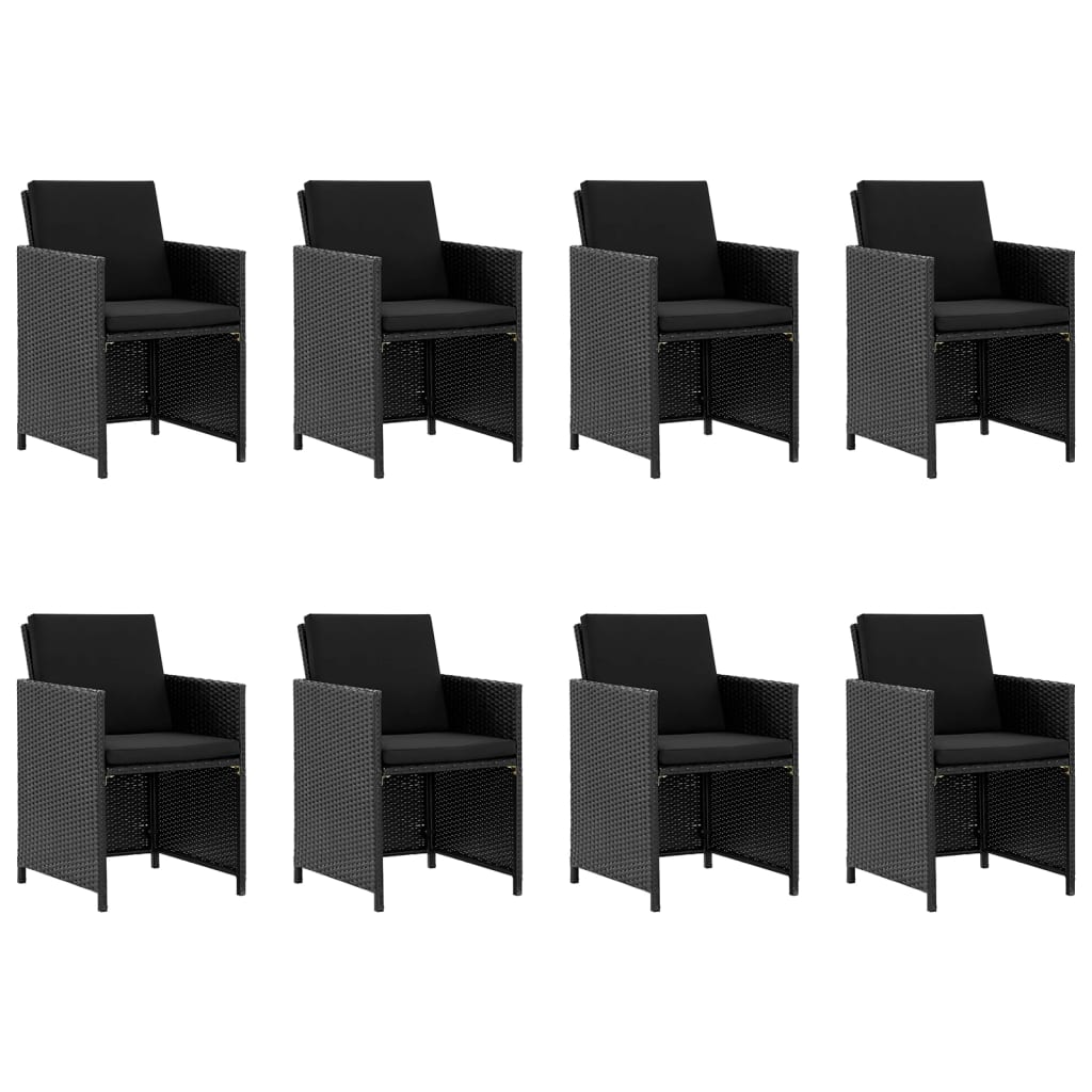 Set mobilier de exterior cu perne, 9 piese, negru, poliratan - Lando