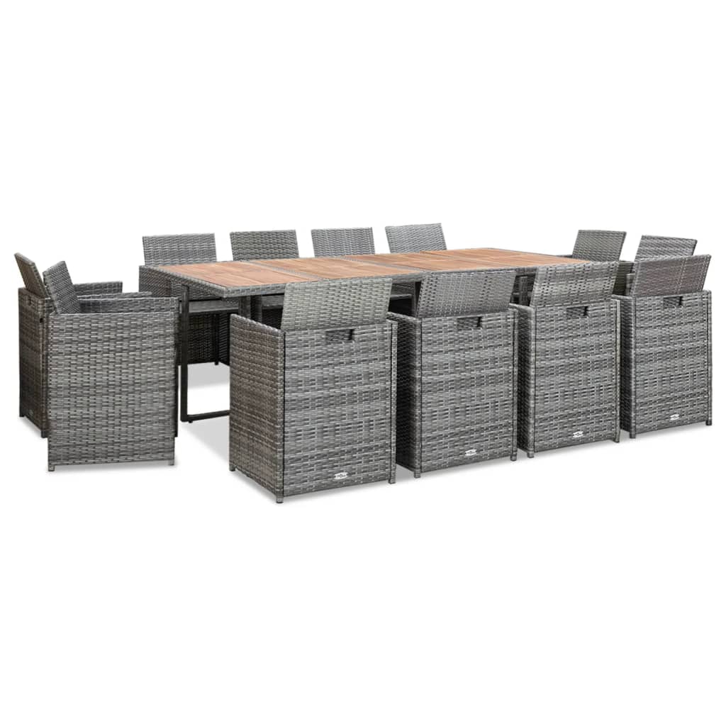 Set mobilier de exterior cu perne 13 piese, antracit, poliratan - Lando