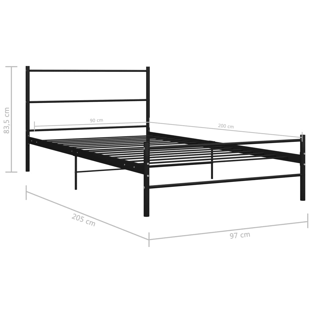Cadru de pat, negru, 90 x 200 cm, metal - Lando
