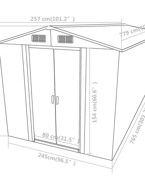 Загрузите изображение в средство просмотра галереи, Șopron de grădină, gri, 257x779x181 cm, oțel zincat Lando - Lando
