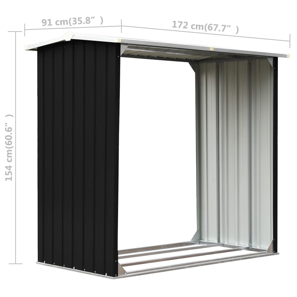 Șopron depozitare lemne antracit 172x91x154 cm oțel galvanizat Lando - Lando