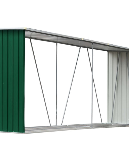 Încărcați imaginea în vizualizatorul Galerie, Șopron depozitare lemne, verde, 330x84x152 cm, oțel galvanizat Lando - Lando
