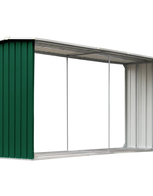 Загрузите изображение в средство просмотра галереи, Șopron depozitare lemne, verde, 330x92x153 cm, oțel galvanizat Lando - Lando
