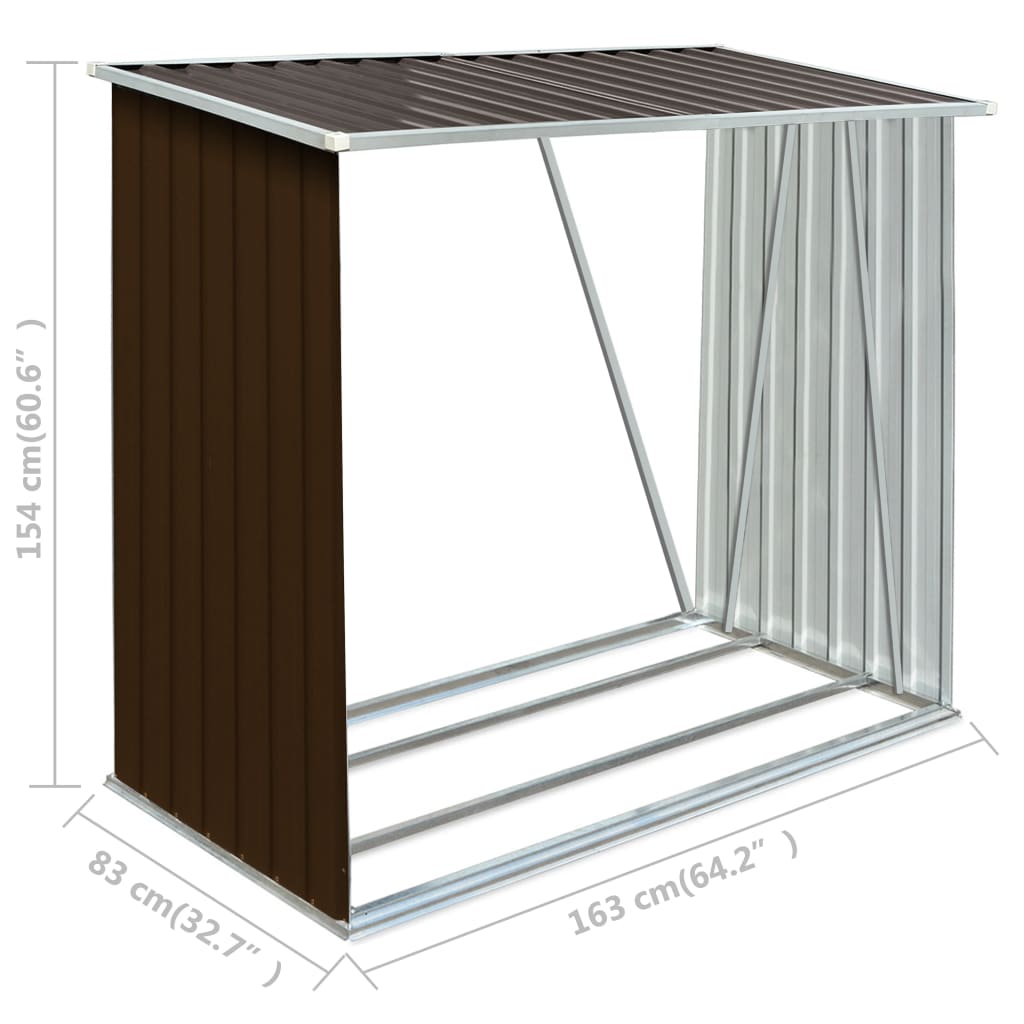 Șopron depozitare lemne, maro, 163x83x154 cm, oțel galvanizat Lando - Lando