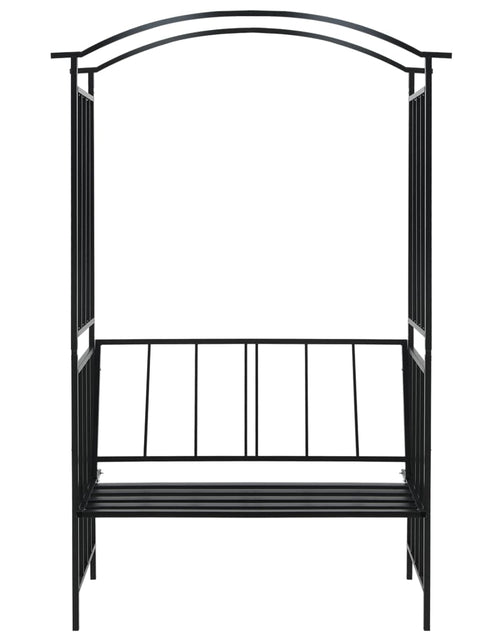 Загрузите изображение в средство просмотра галереи, Arcadă de grădină cu bancă, negru, 128 x 50 x 207 cm, fier Lando - Lando
