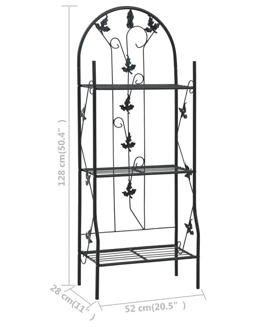 Загрузите изображение в средство просмотра галереи, Suport de plante, 3 niveluri, negru, 52 x 28 x 128 cm, fier Lando - Lando
